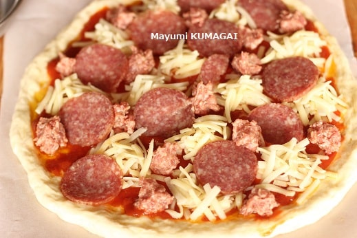簡易タコソースでつくるアメリカン　ピザ
                    アメリカンなピリ辛ピザのレシピ作り方