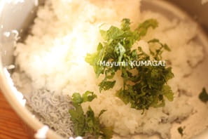 オープンいなり寿司を3種つくる、しらす＆紫蘇、ツナ、黒豆納豆＆黒ごま