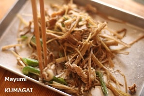 フライパンで焼く、きんぴらごぼうのお焼き・かぼちゃのお焼き