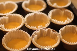 軽いお味でレモン果実をたっぷり使用したレモンケーキはカップでつくるとレモン型不要だし、アイシングを綺麗にかけやすい